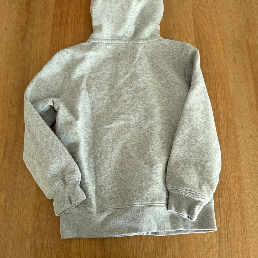 Gap Kids Gray Zip Up Hoodie Navy Blue Arch Logo Fleece Sweatshirt Size Small S P